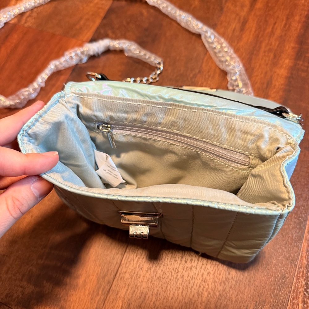 Iridescent Blue Quilted Crossbody Bag - Picture 4 of 6